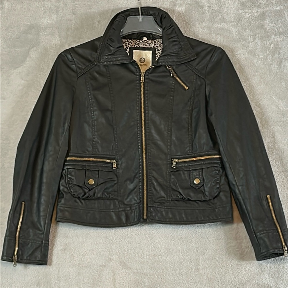 Lapis Faux Leather Moto Jacket sz M